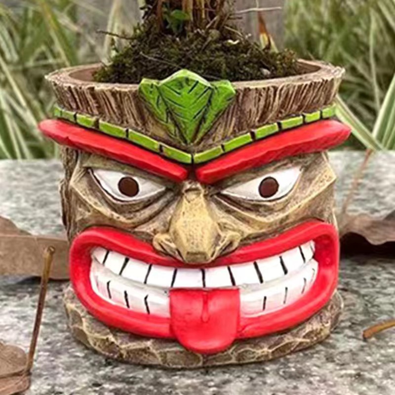 Interesting Novelty Resin Flower Pot With Holes And Face