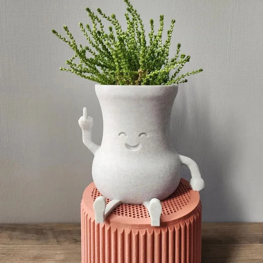 Creative Middle Finger Succulent Flower Pot Cute Smiley Vase Crafts Garden Ornaments