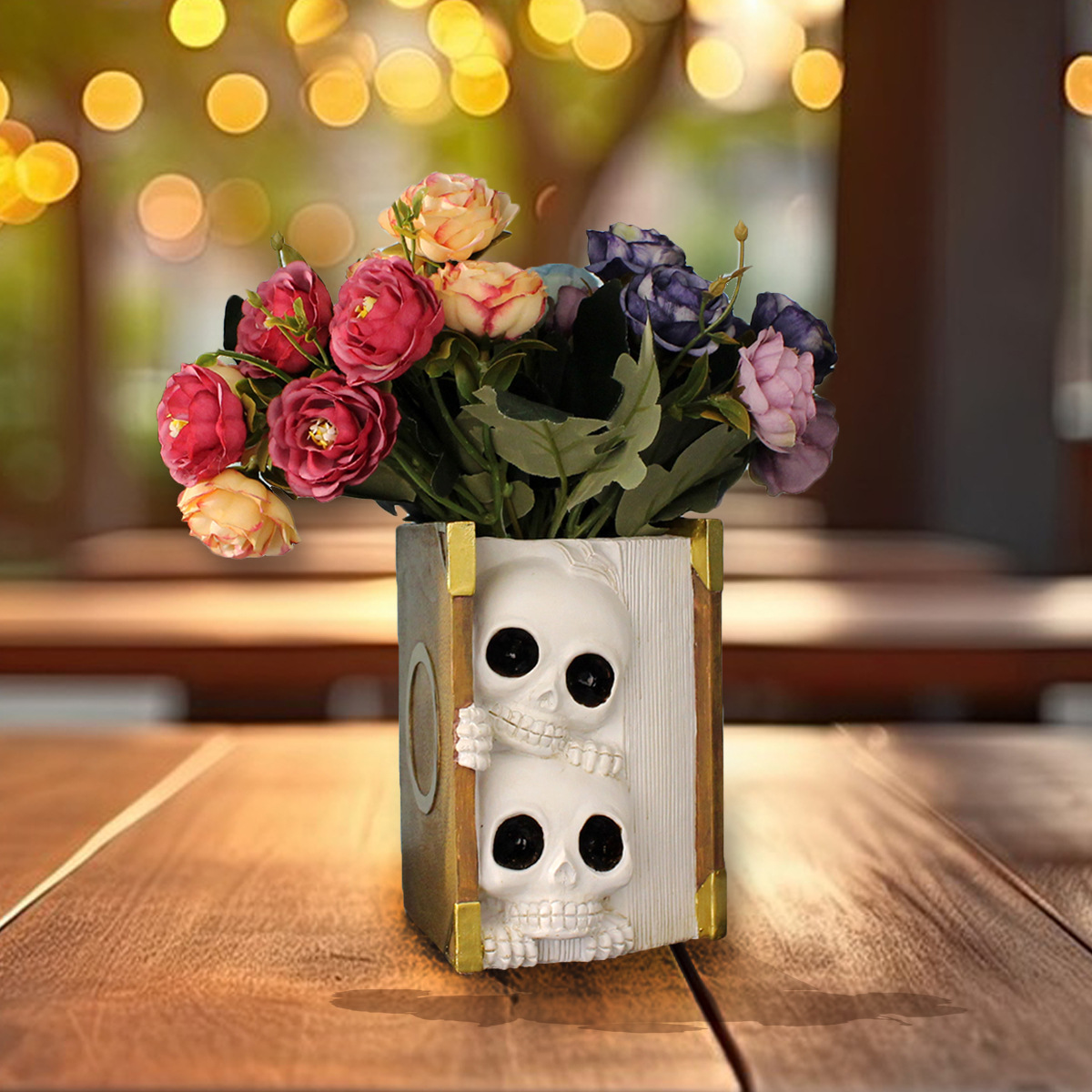 Skull book resin succulent flower pot green plant flower pot personalized creative ghost head flower pot