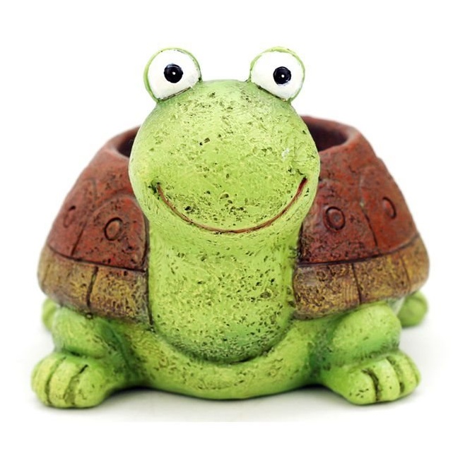 Creative pastoral cartoon silly turtle small animal succulent office flower bonsai pot resin craft ornaments