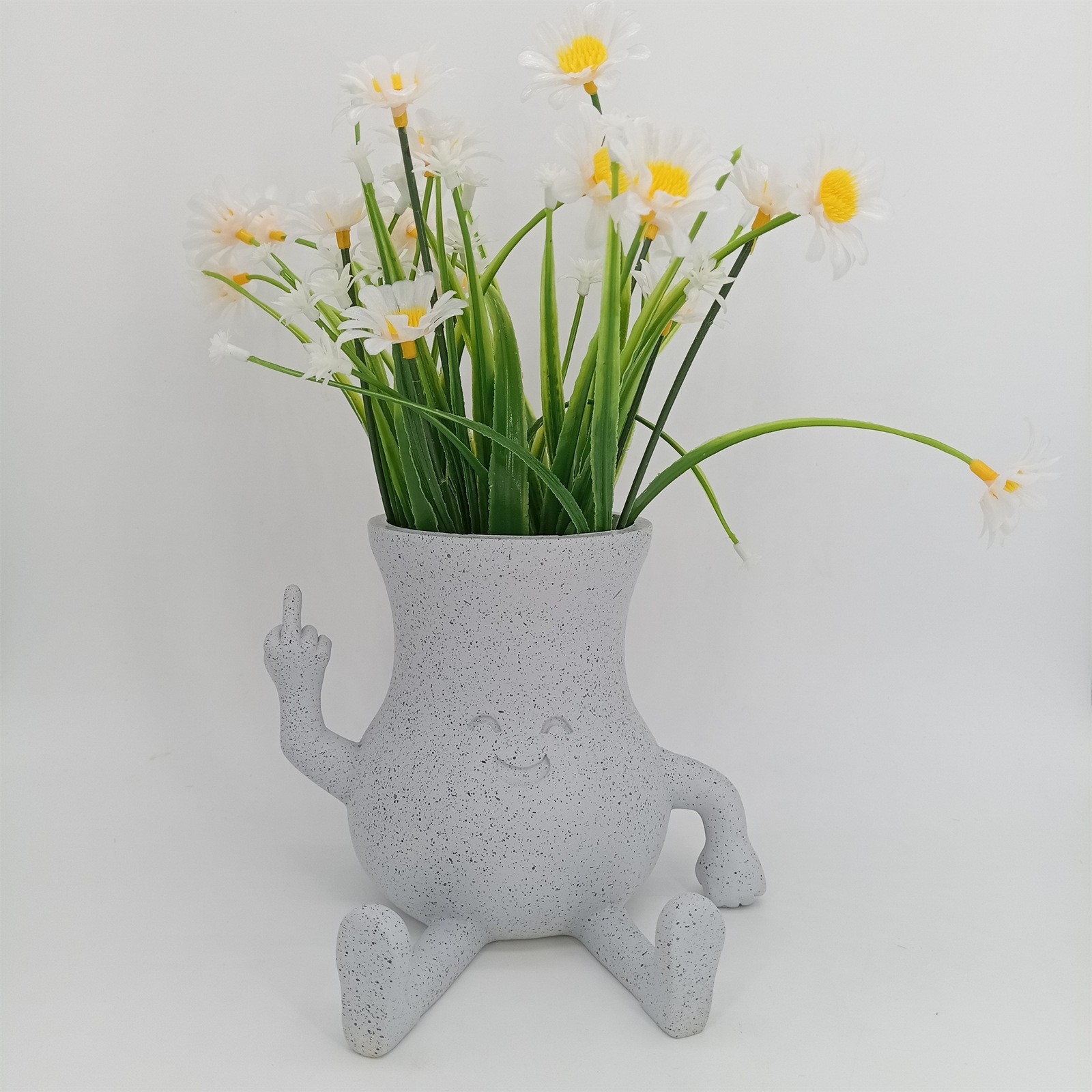 Creative Middle Finger Succulent Flower Pot Cute Smiley Vase Crafts Garden Ornaments