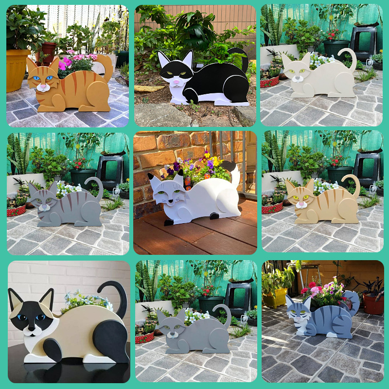 Fun Plant Storage Container, Cat Planter Flower Cactus Office Home Decor