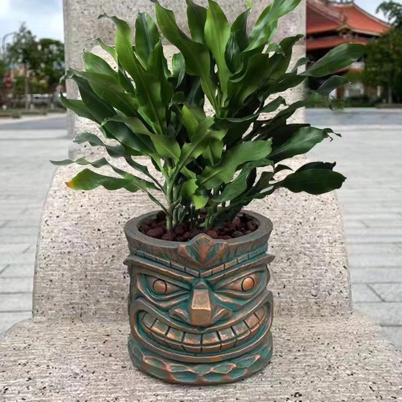 Interesting Novelty Resin Flower Pot With Holes And Face