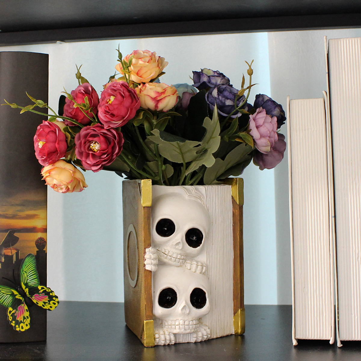 Skull book resin succulent flower pot green plant flower pot personalized creative ghost head flower pot