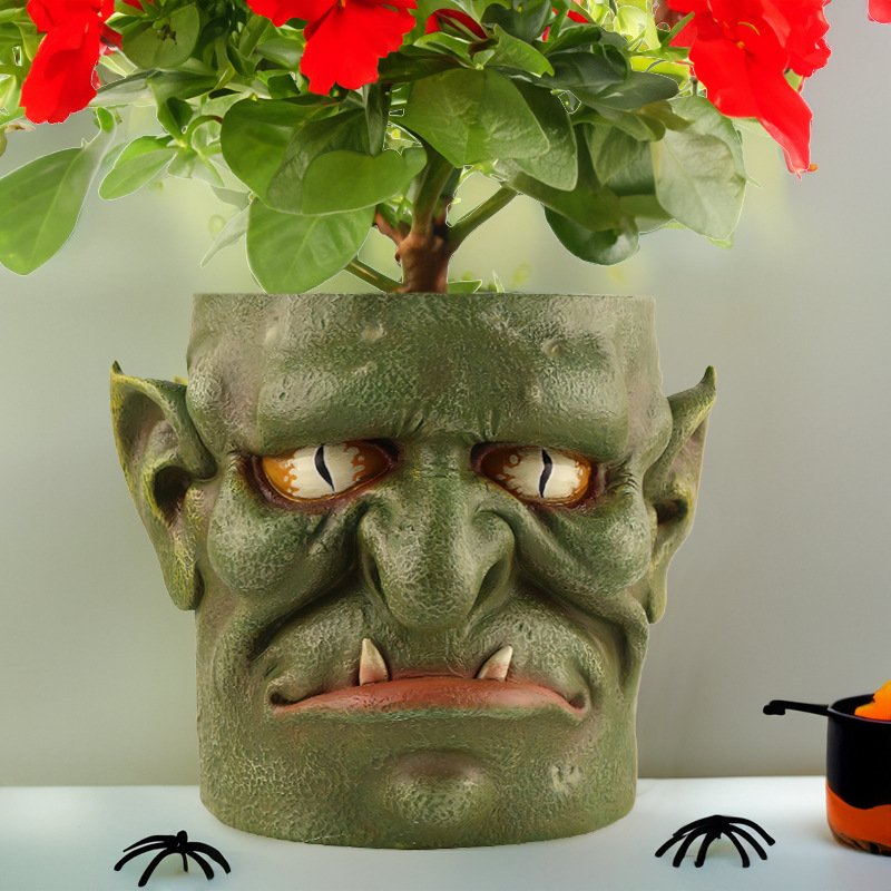 Resin Face Flower Pot Flower Pot Scary Funny Ghost Clown Head Flower Pot