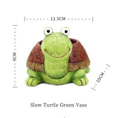 Creative pastoral cartoon silly turtle small animal succulent office flower bonsai pot resin craft ornaments