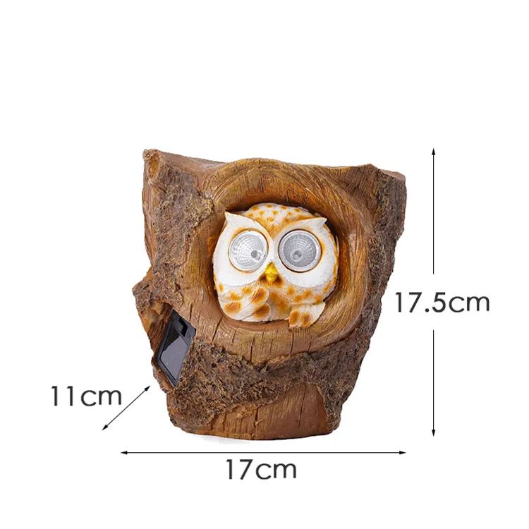 Owl Solar Lamp Ornaments Home Courtyard Outdoor Garden Decoration Wall Hanging Resin Flower Pot