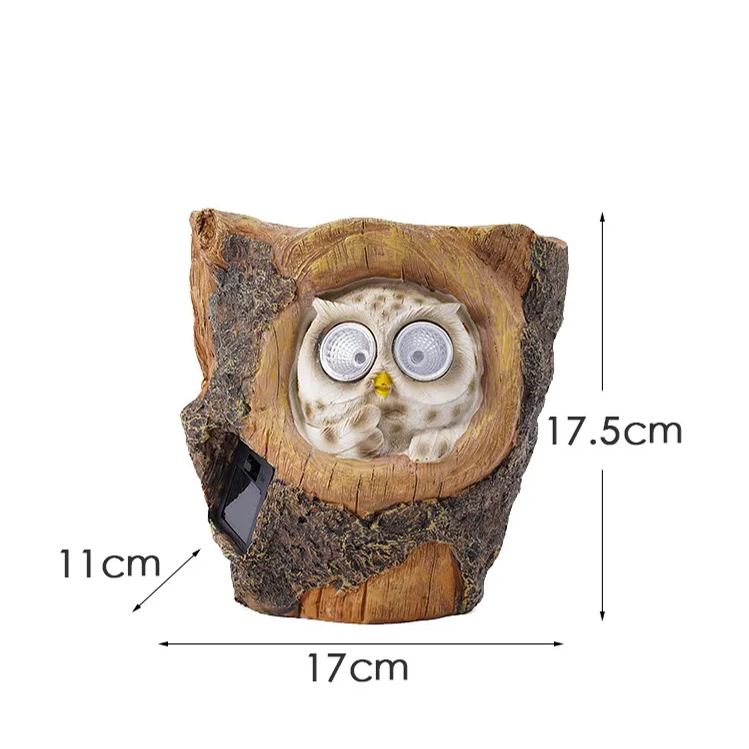 Owl Solar Lamp Ornaments Home Courtyard Outdoor Garden Decoration Wall Hanging Resin Flower Pot
