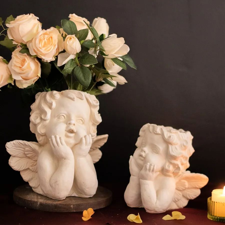 Little angel cement flower pot home personalized creative decorative ornaments