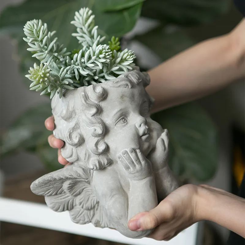 Little angel cement flower pot home personalized creative decorative ornaments