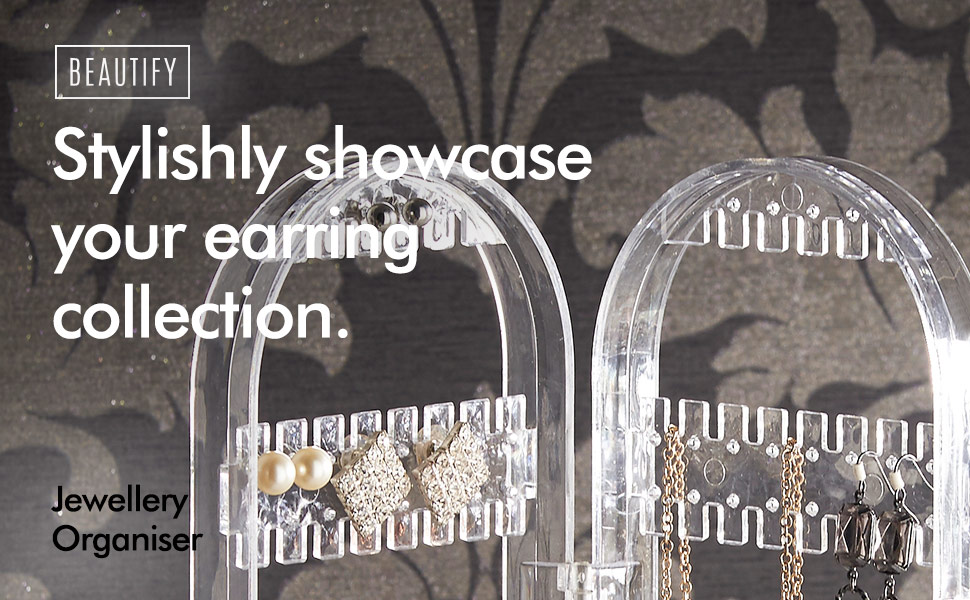 BTFY Acrylic Jewellery Organiser, Folding Design for Earrings, Necklaces