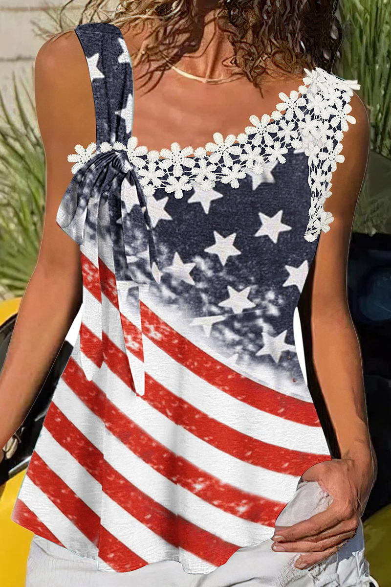 Necydress Robert Crochet Lace Patch Tied Detail Tank Top