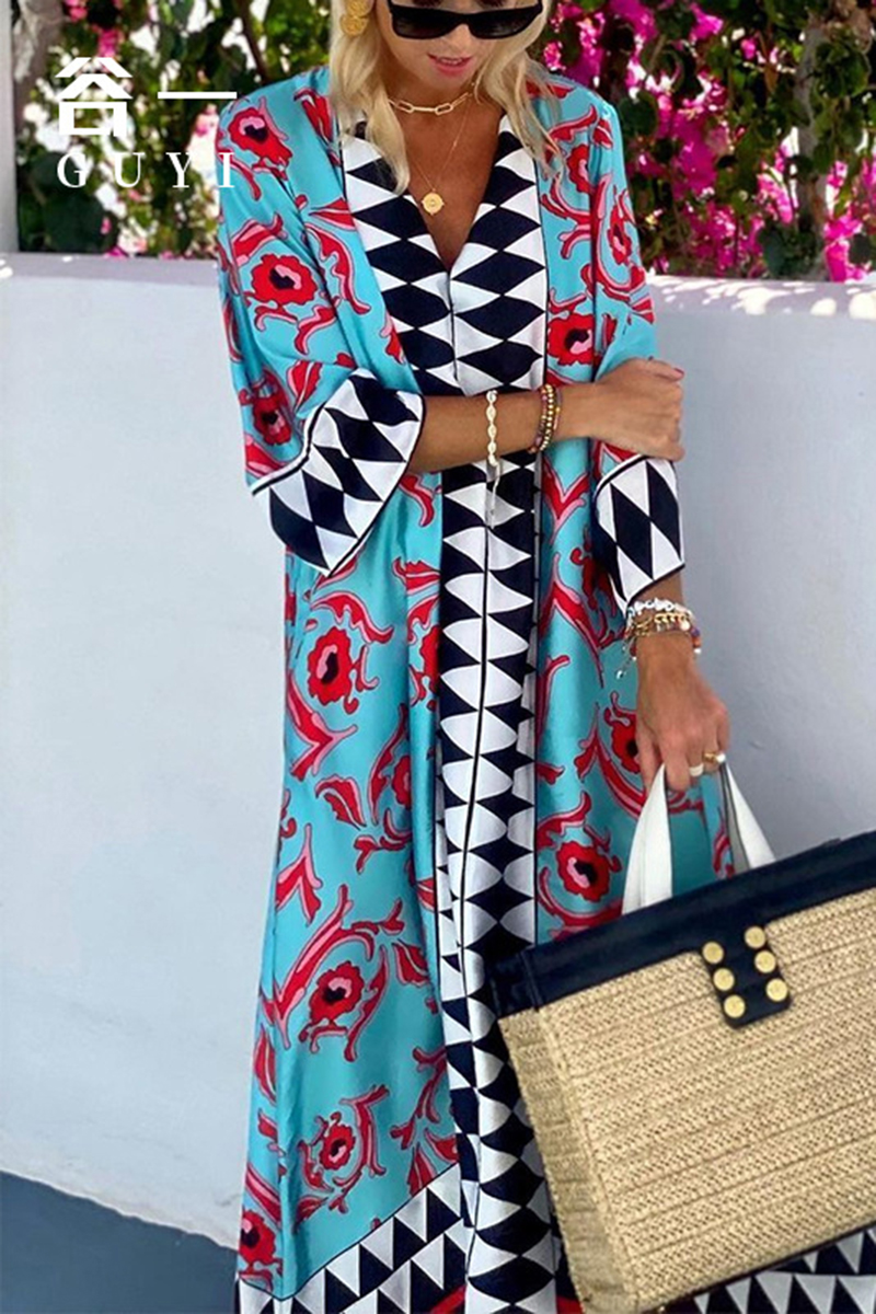 Necydress Jana Bohemian Summer Vacation Printed Long Dress