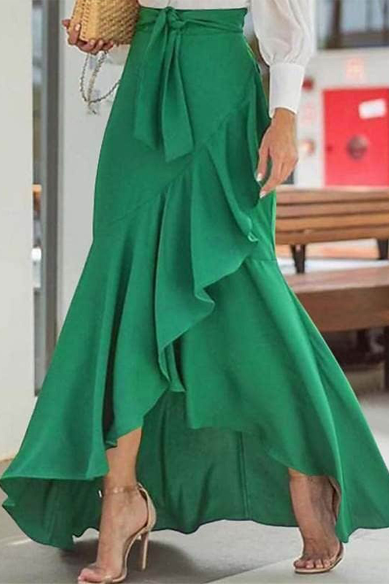 Necydress Mary Fashion Solid Color Ruffle Half-Body Skirt