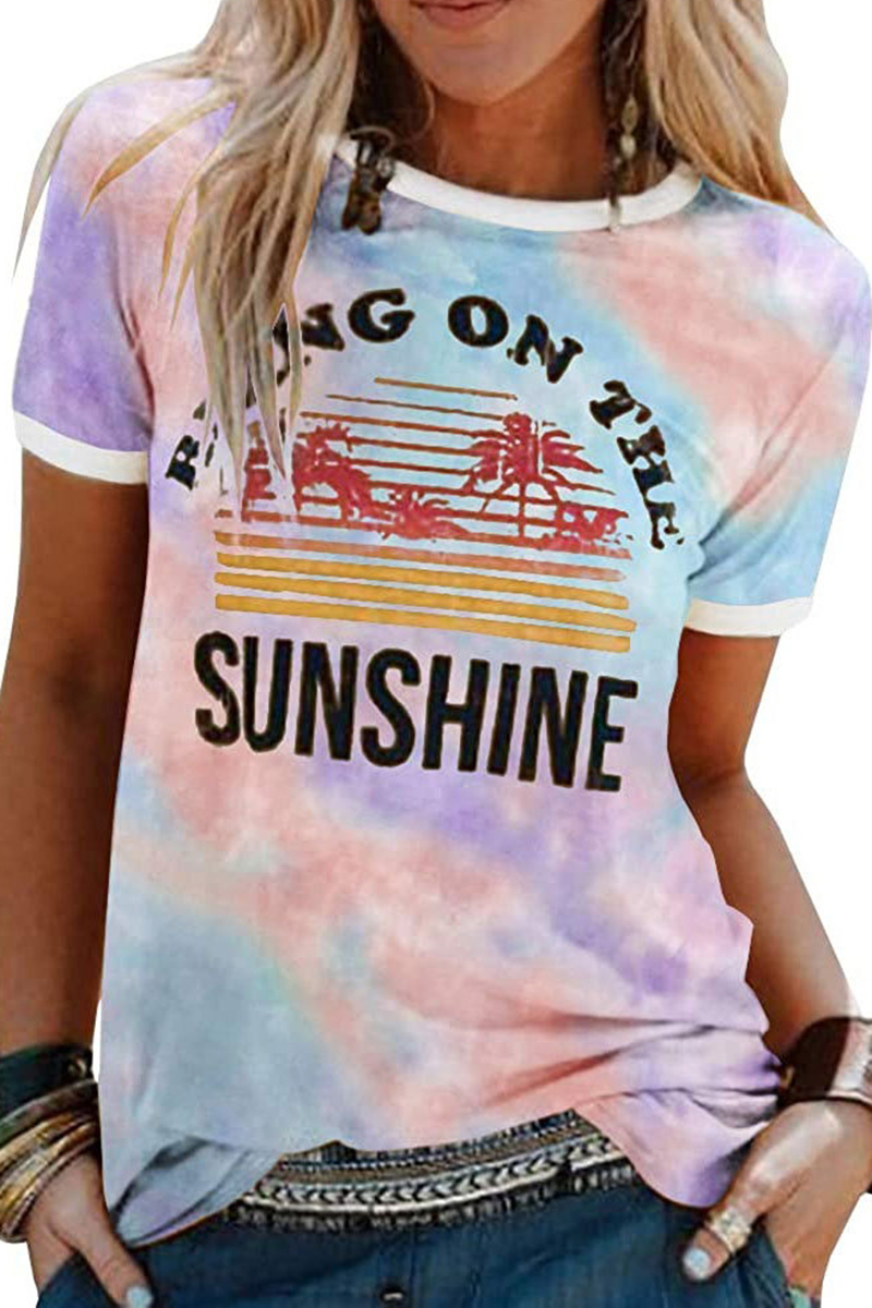 Necydress Rachel Coconut Tree Pattern Tie-Dye Print T-Shirt