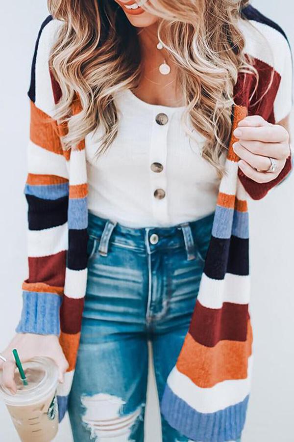 Necydress  Christmas Dream Color Block Relaxed Cardigan