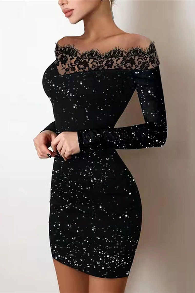 Necydress Cathleen One-Shoulder Shiny Hip Wrap Dress Dress