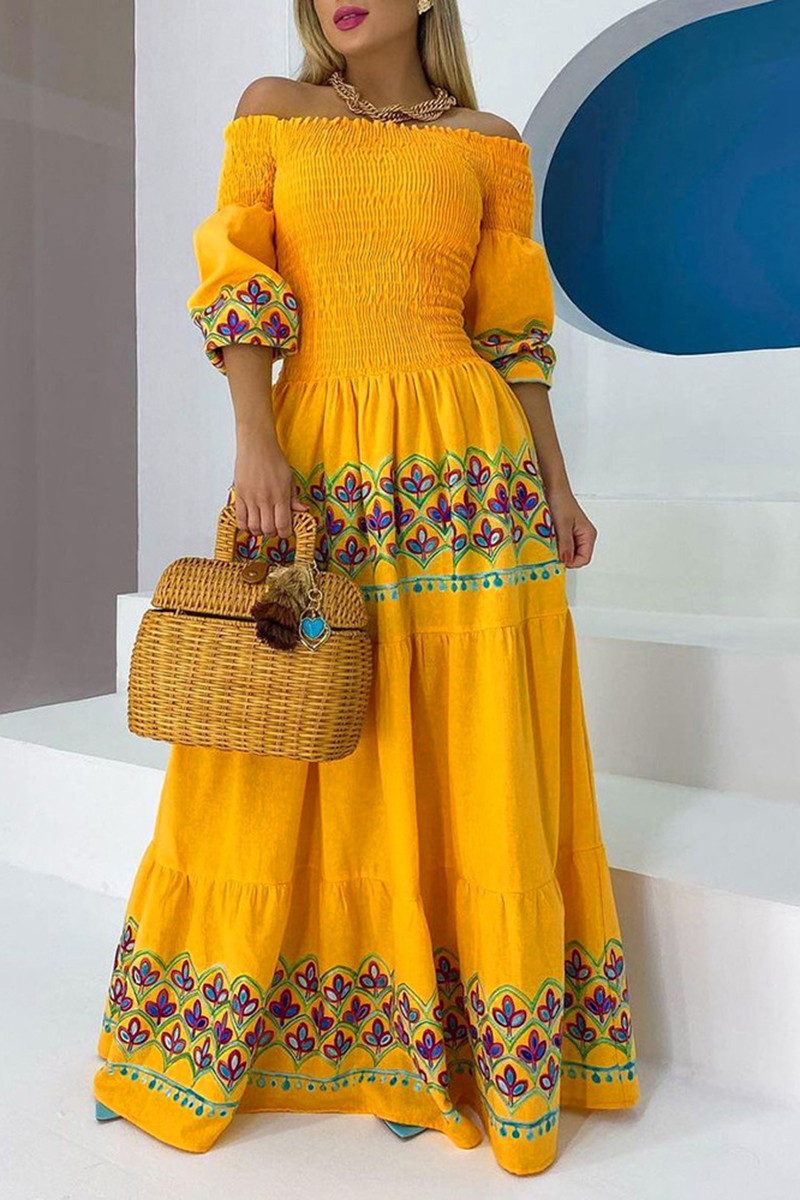 Necydress Megan Retro One-Shoulder Lantern Sleeve Cake Dress