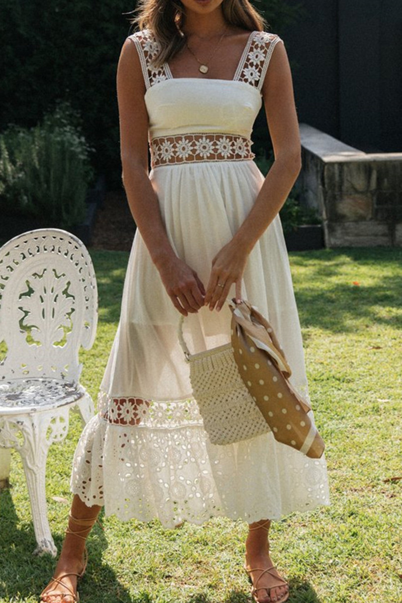 Necydress Lace Sleeveless Splicing Dress