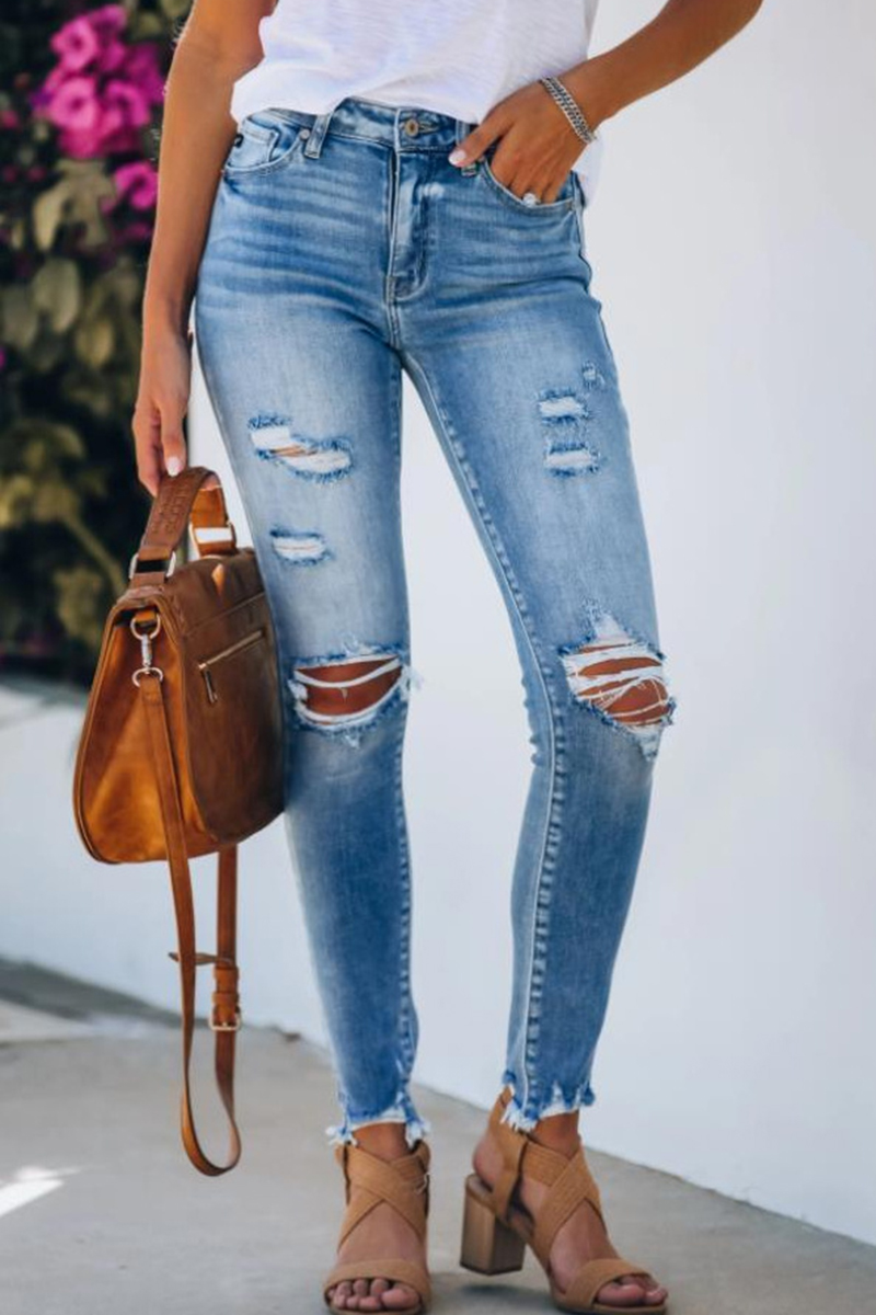 Necydress Iman Fashion Hole Slim Jeans
