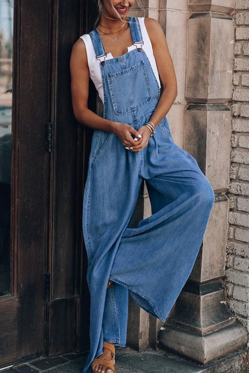 Necydress Ashveen Fashion Casual Solid Pocket Spaghetti Strap Loose Jumpsuits