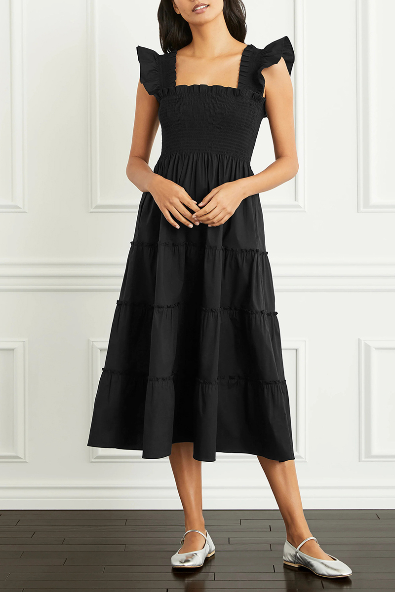 Necydress Kathleen Summer Fresh Ruffle Wide Straps Dress