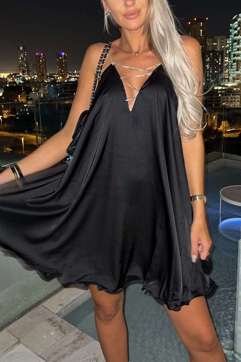 Necydress Romina Stunning Shiny Chain Party Mini Dress