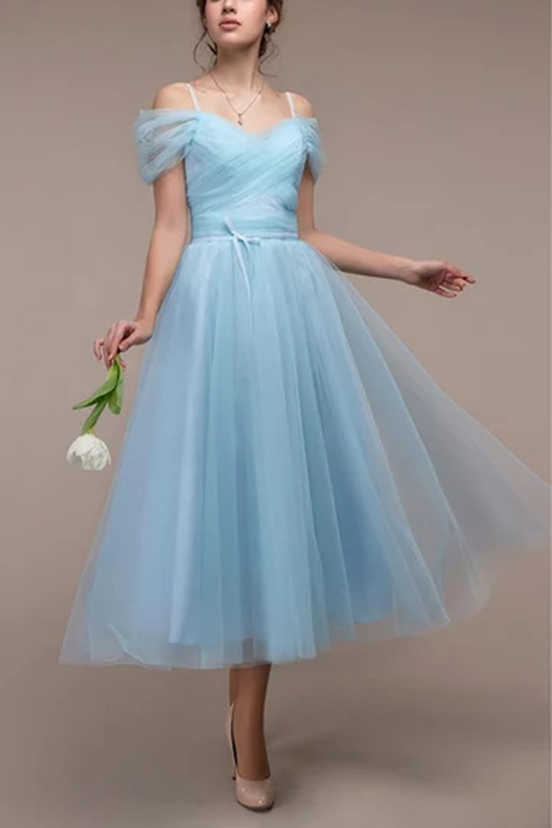 Necydress Anna Sweet Princess Mesh One-Shoulder Bridesmaid Dress