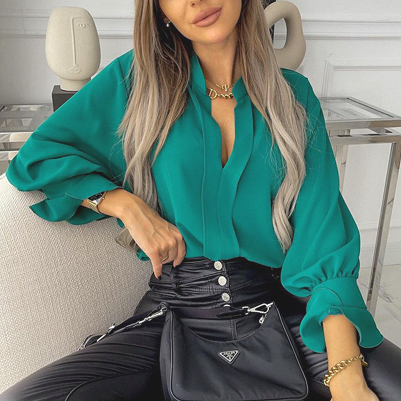Necydress Fatma Fashion Office Ladies Long-Sleeved Chiffon Shirt