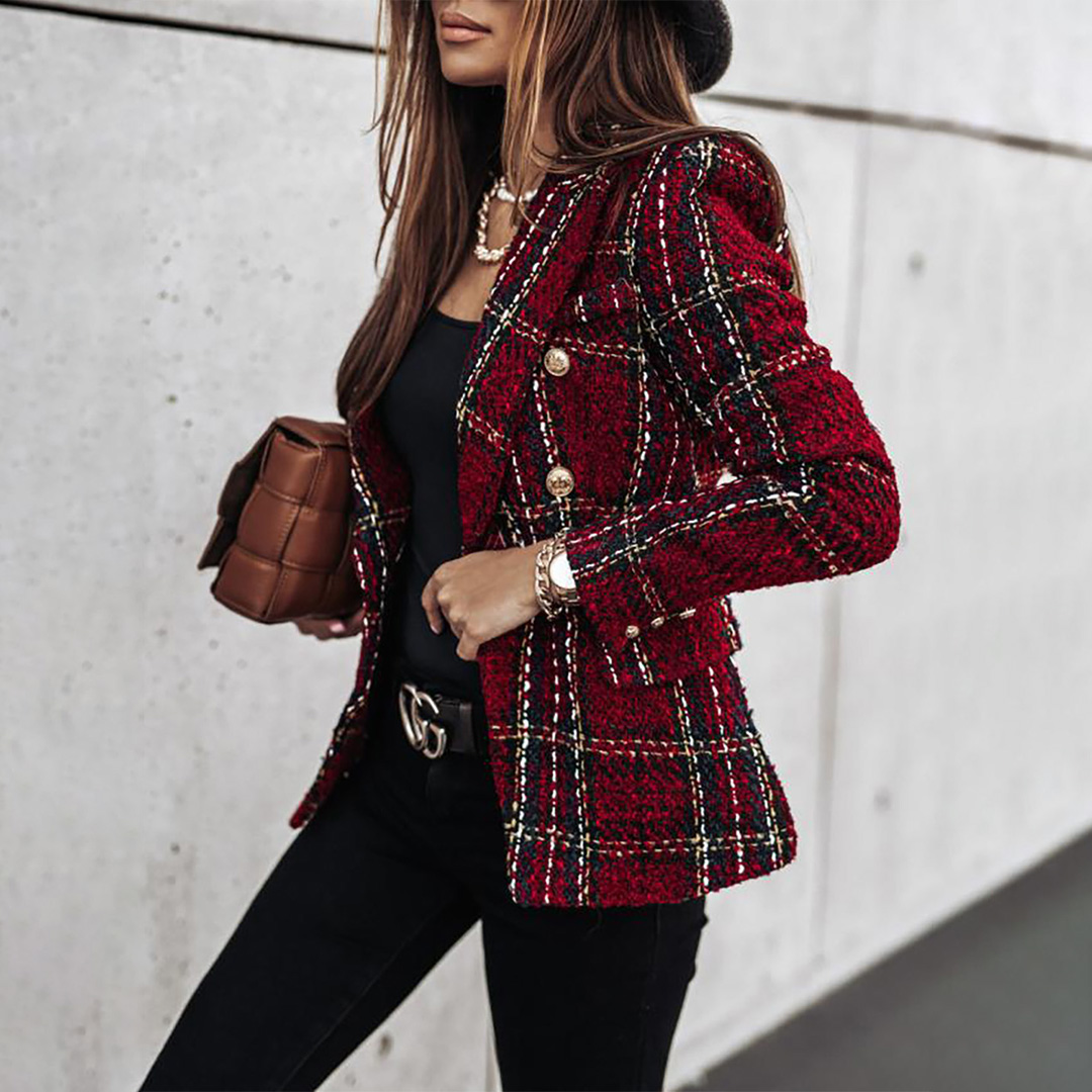 Necydress Brandy Double-Breasted Printed Blazer