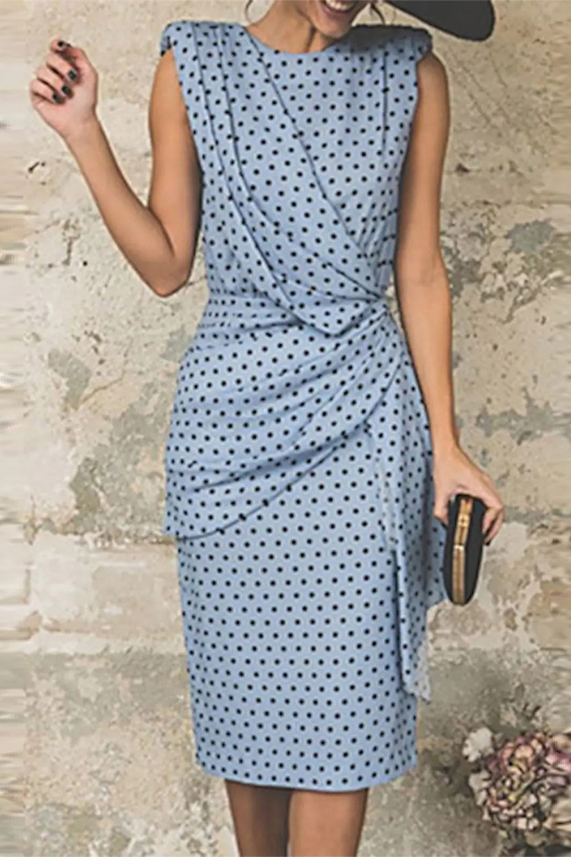 Necydress Veronica Polka-Dot Print Sleeveless Dress