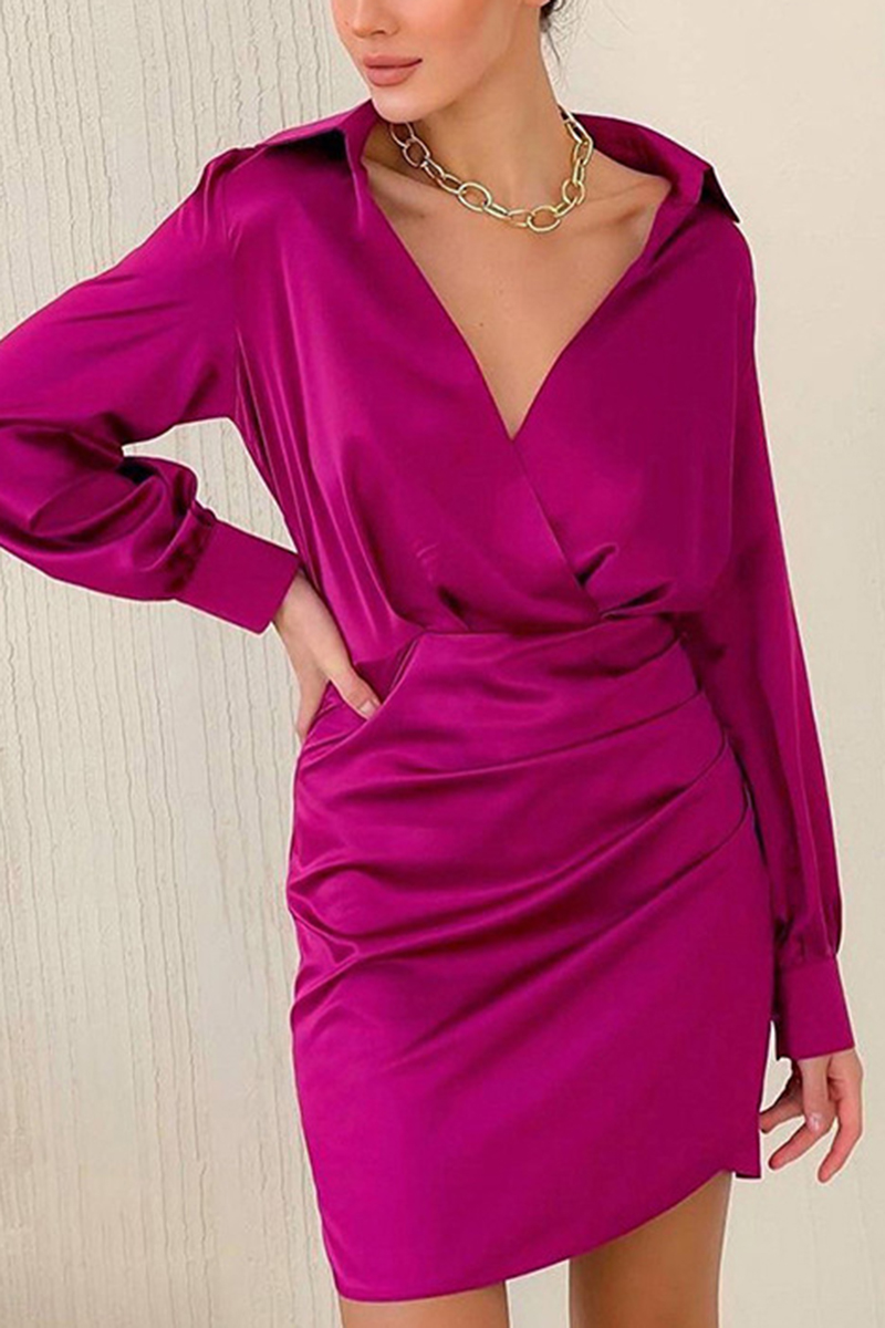 Necydress Kathleen Fashion Satin V-Neck A-Line Dress