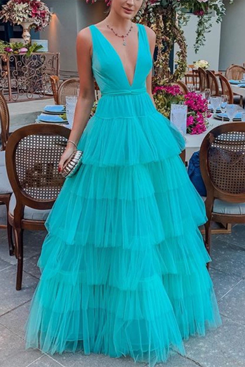 Necydress Chelsea V Neck Mesh Sleeveless Cake Dress