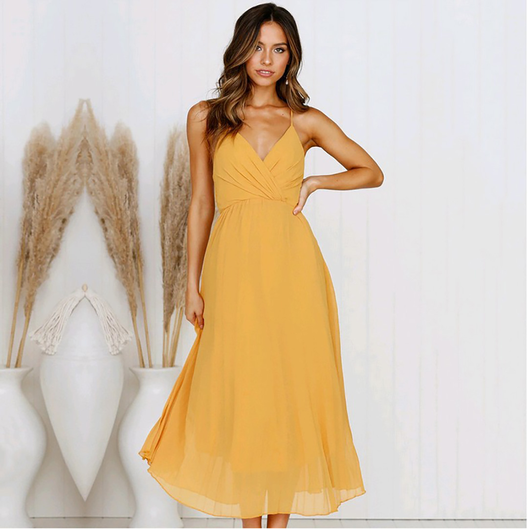Necydress Sleeveless Solid Color Long Dress