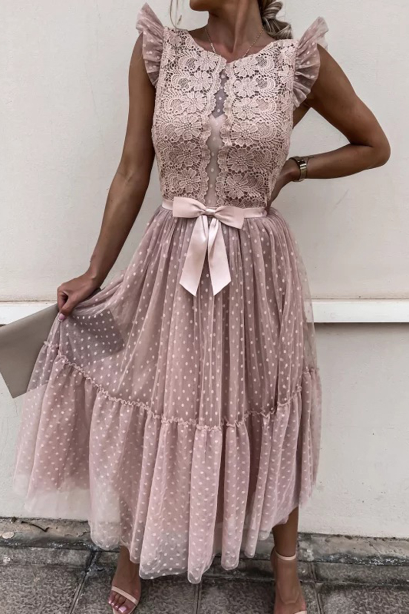 Necydress Jasmin Fashion Lace Splicing Fei Fei Sleeve Mini Dress