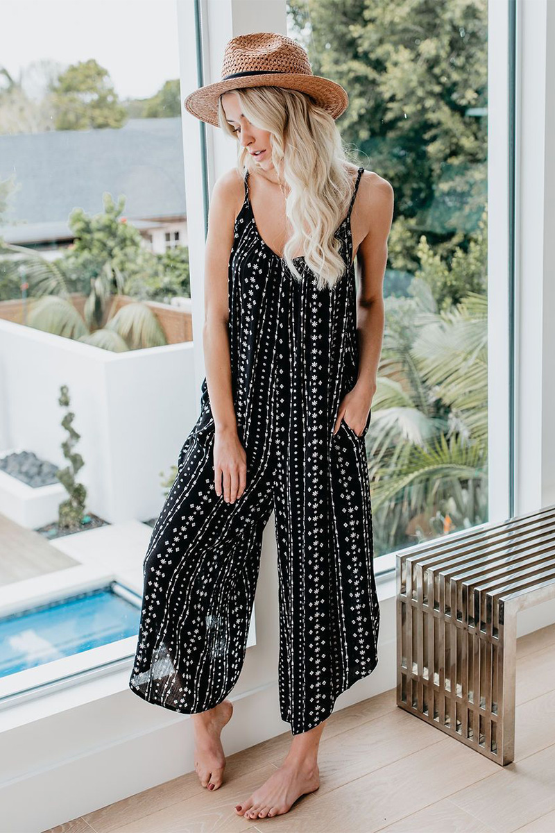 Necydress Audrey Sexy Chiffon Sling Printed Jumpsuit