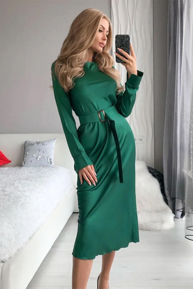 Necydress Tie Waist Green Prom Dress