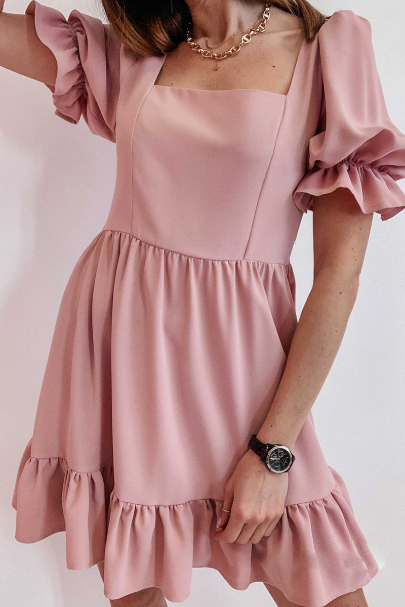 Necydress Angie Sweet Ruffle Square Neck Mini Dress
