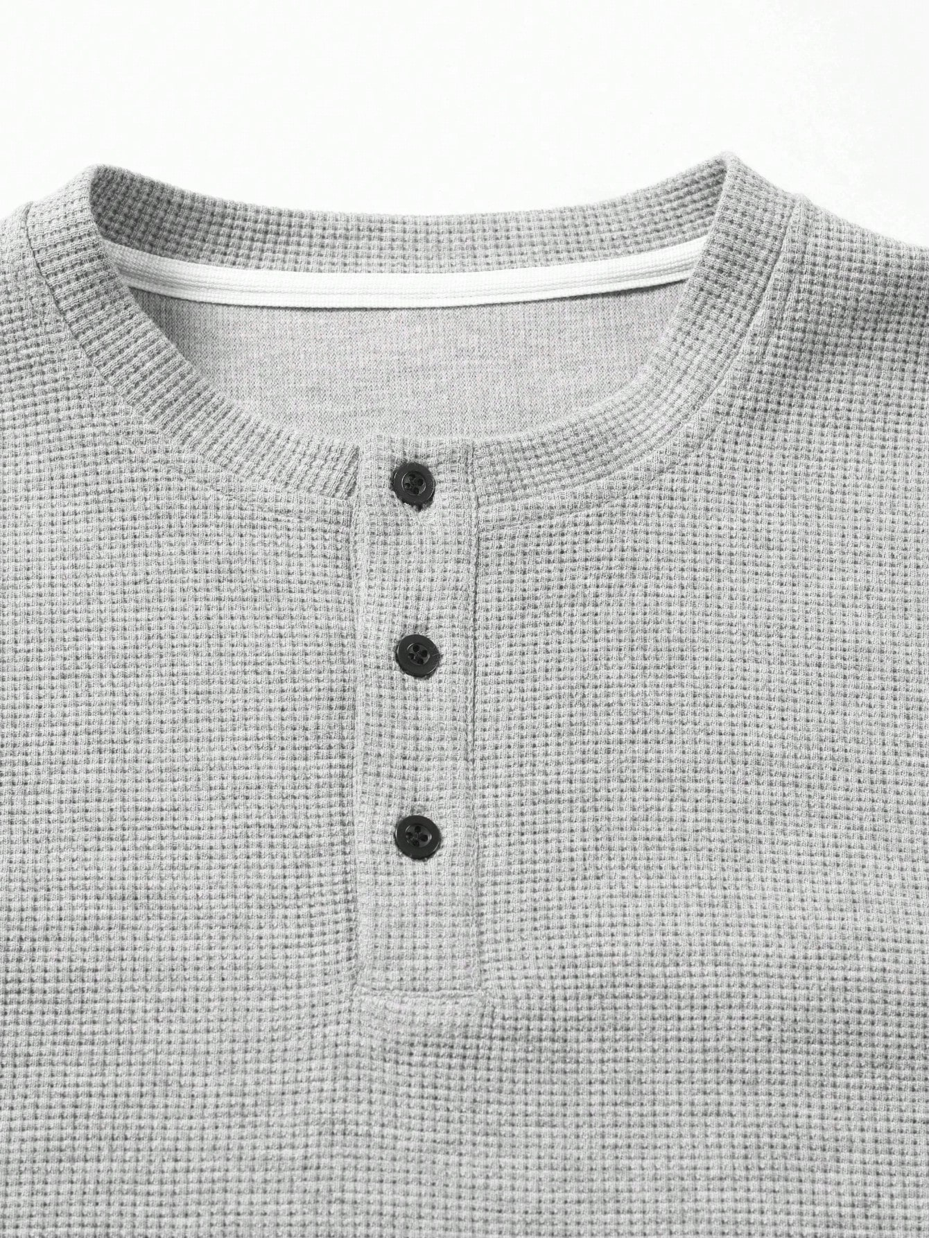 Men's Waffle-Knit Casual Short-Sleeve Henley Shirt