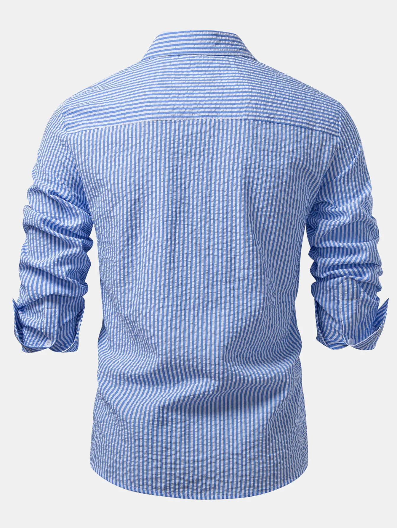 Seersucker Striped Button Up Shirt