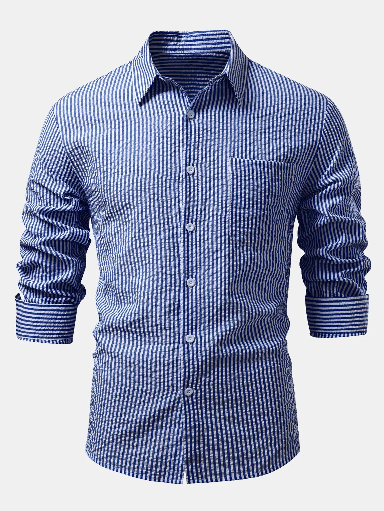 Seersucker Striped Button Up Shirt