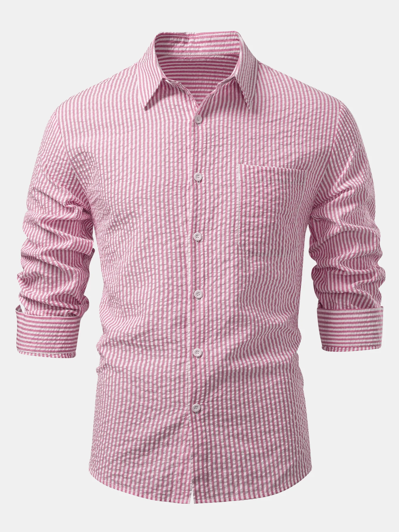 Seersucker Striped Button Up Shirt