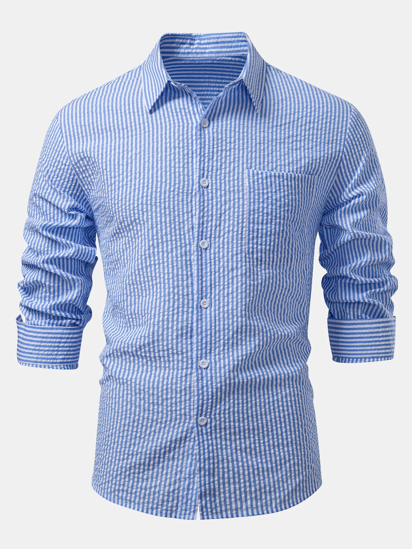 Seersucker Striped Button Up Shirt