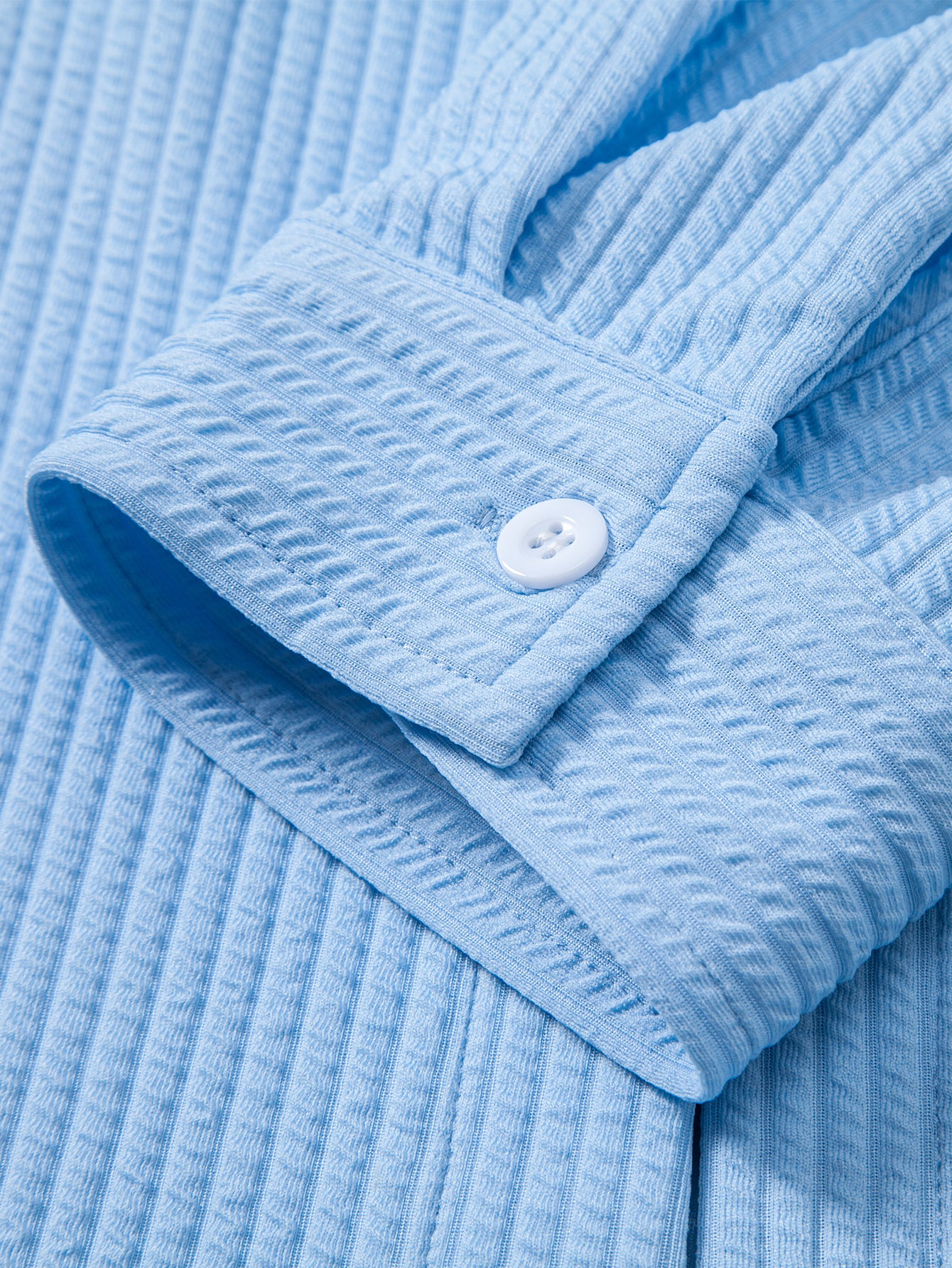 Men's Long Sleeve Muscle Fit Ribbed Button Up Striped Shirt