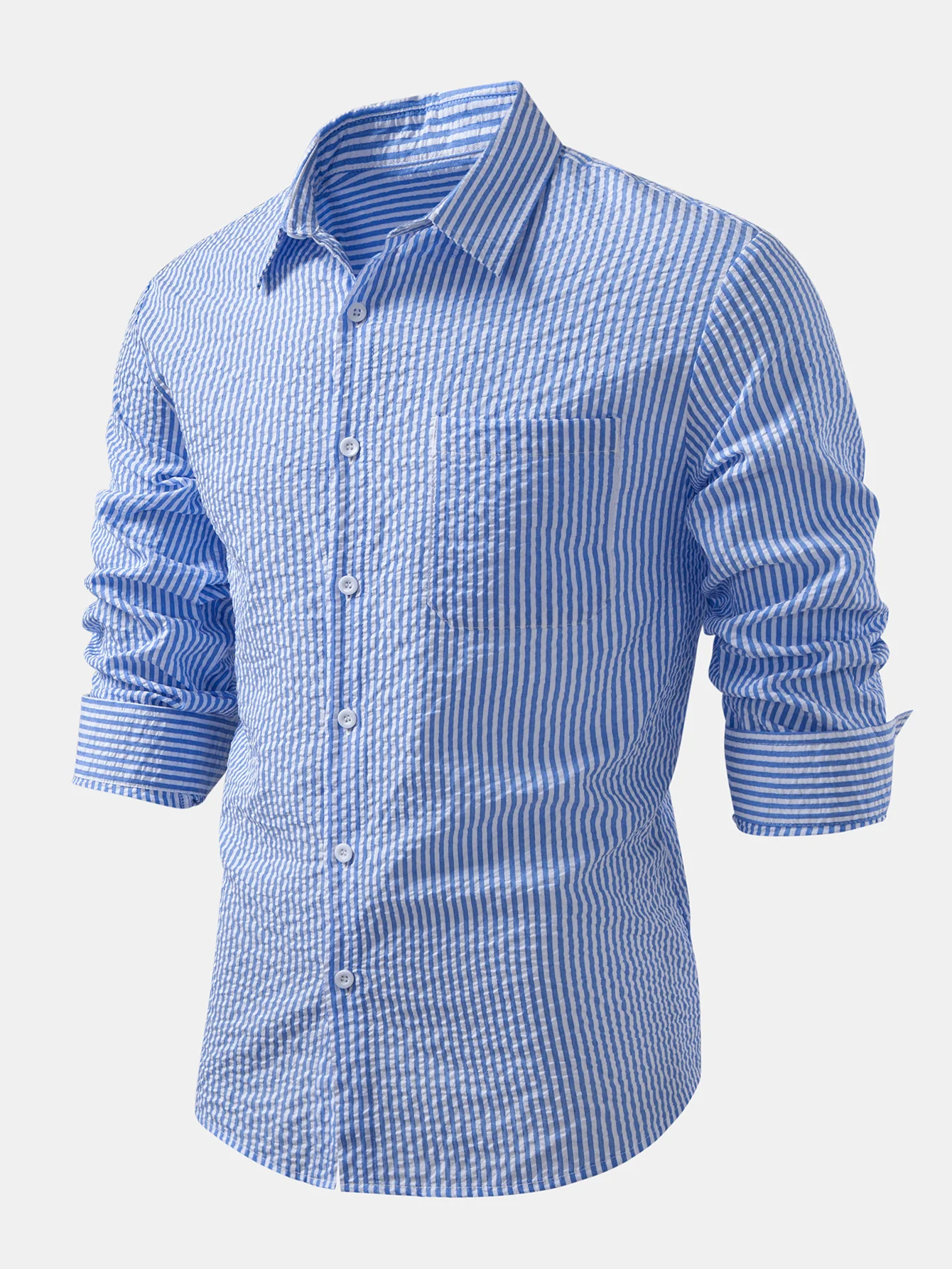 Seersucker Striped Button Up Shirt