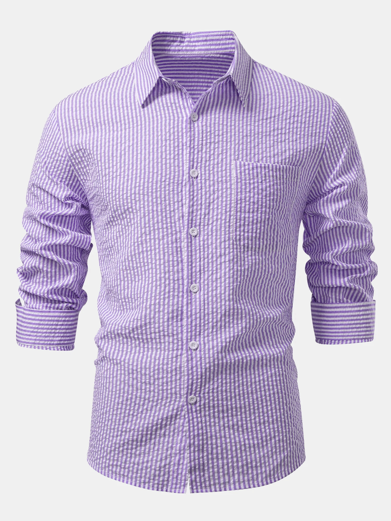 Seersucker Striped Button Up Shirt