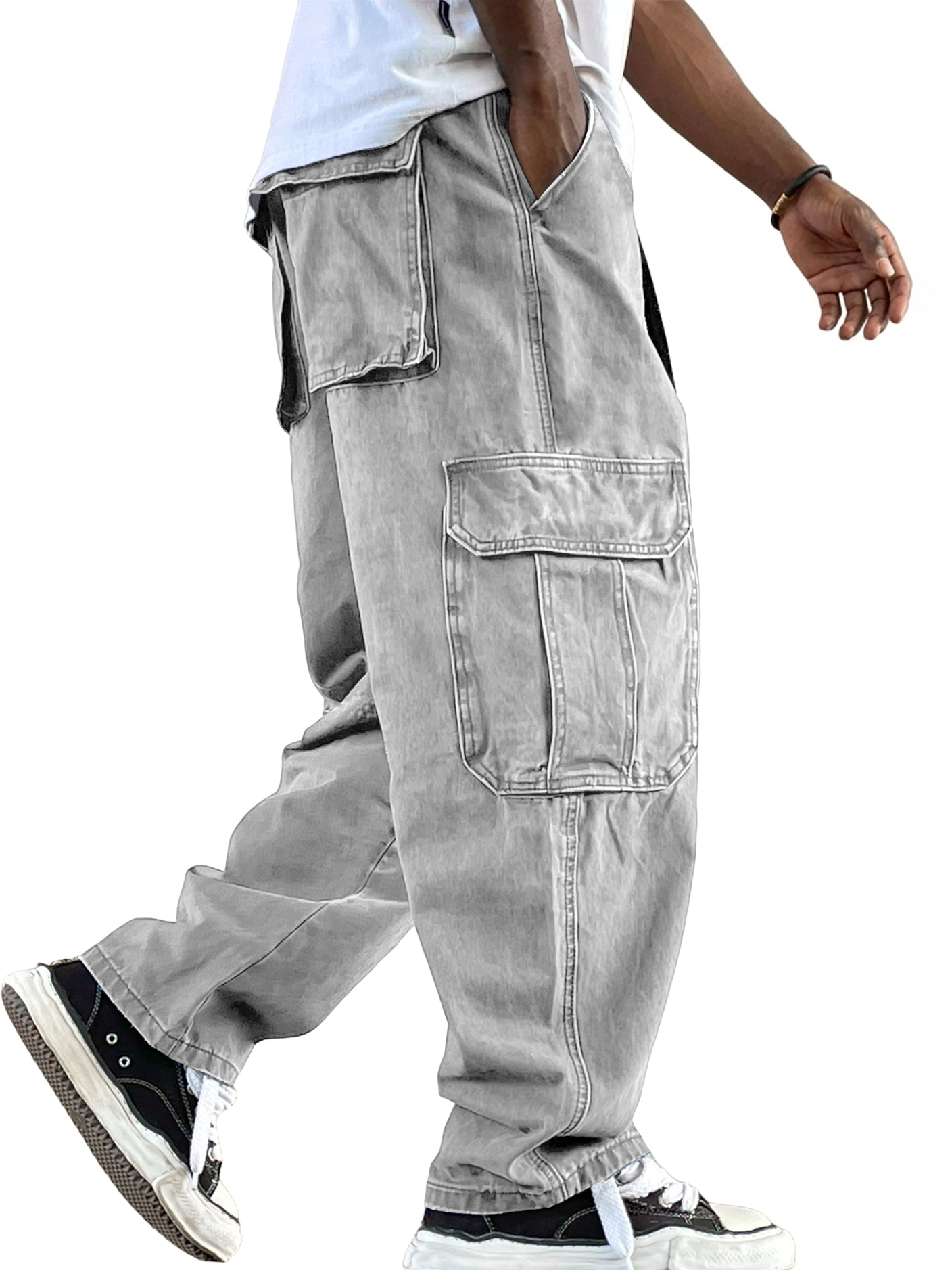 Men's Retro Workwear Multi-Pocket Trousers