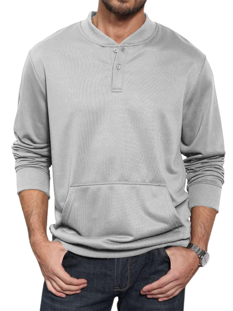 Men's Henley Casual Long Sleeve Warm Stylish Button Pocket Pullover Sweater