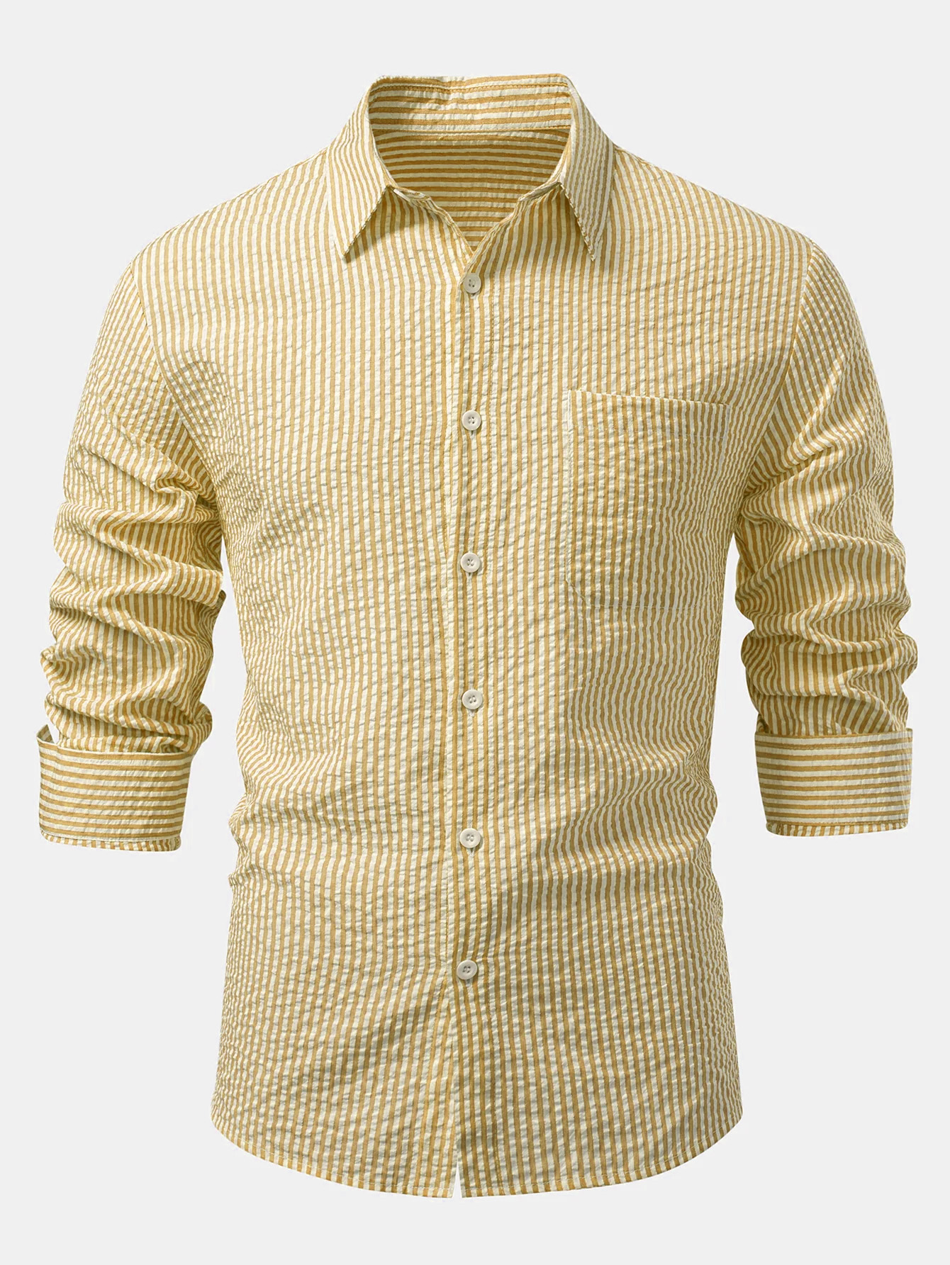 Seersucker Striped Button Up Shirt