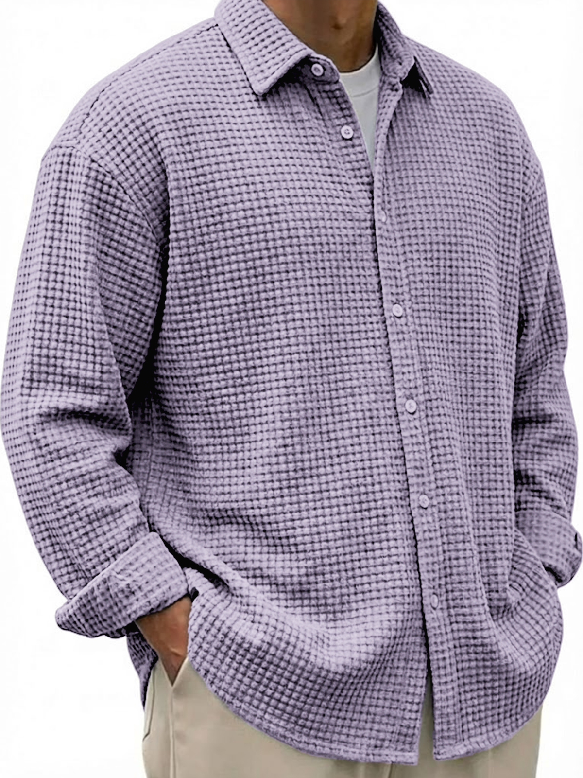 Men's Breathable Waffle Urban Casual Long-sleeved Shirt